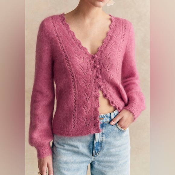 Sezane Sweaters - Sezane Angelo Cardigan Sweater in Peony Pink
